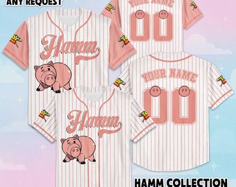 Camiseta de béisbol personalizada de Hamm, camiseta de béisbol personalizada de Disney Toy Story, conjunto a juego para viaje a Disney, regalo para fan.