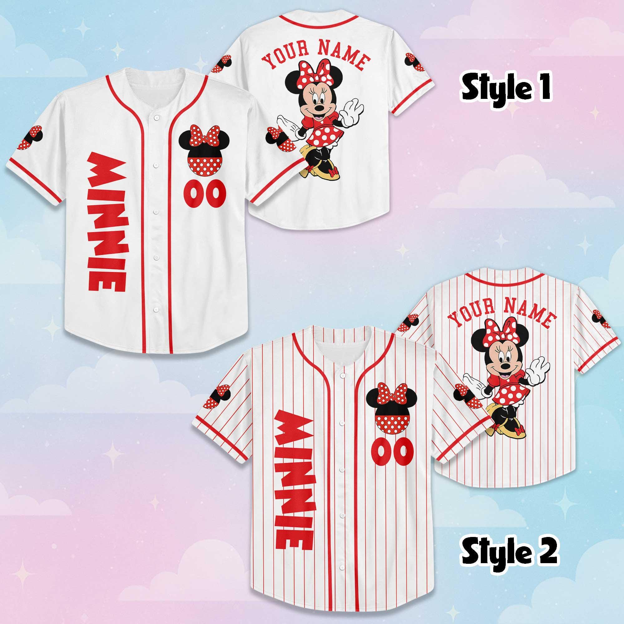 Discover Custom Minnie Mouse Baseball Jersey, Disney Mickey and Friends Jersey for Disney Fans, Disneyland Birthday Gift