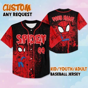 Personalisierter Spidey und seine erstaunlichen Freunde Halloween Baseball Jersey, Disney Spidey Jersey Shirt, passendes Familienoutfit
