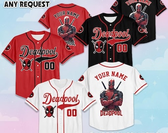 Custom Deadpool Baseball Jersey, Gepersonaliseerde Disney Superheld Deadpool Jersey Shirt