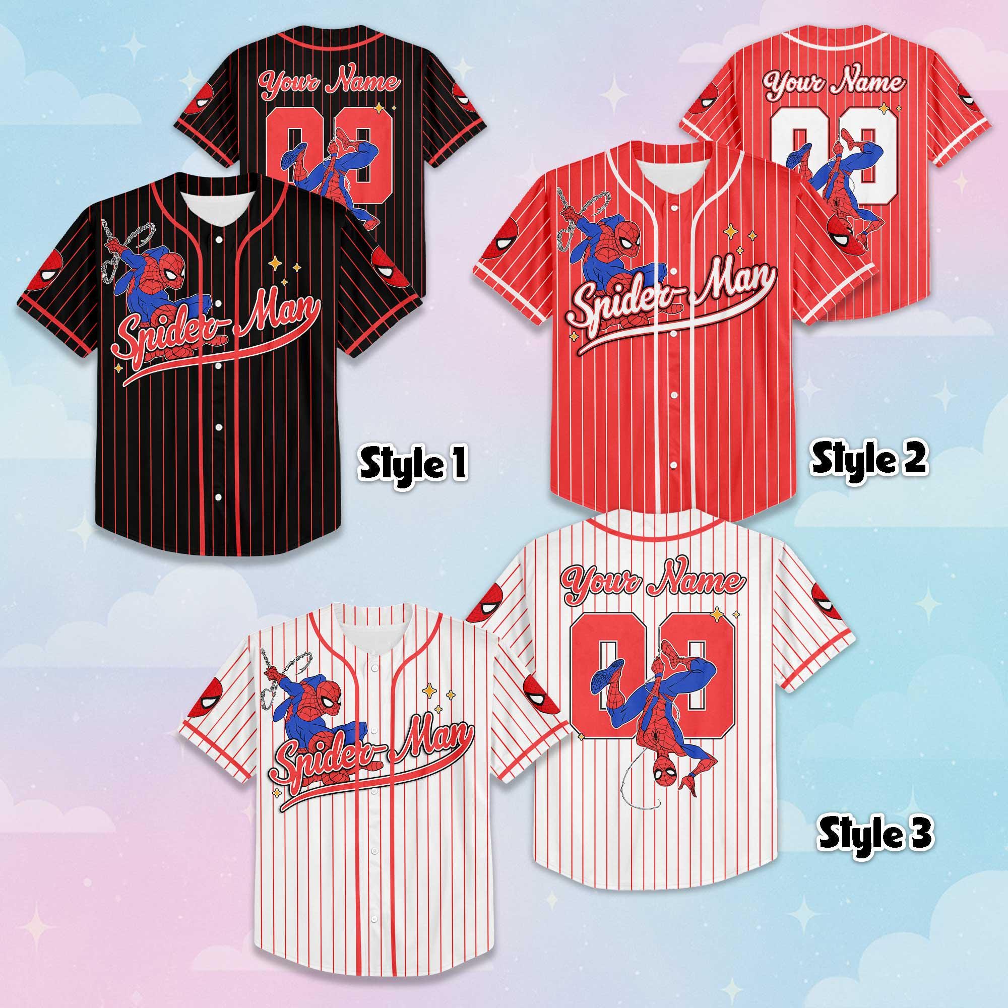 Discover Custom Spider-Man Baseball Jersey, Personalized Marvel Baseball Shirt, Spider-Man Shirt, Birthday Gift