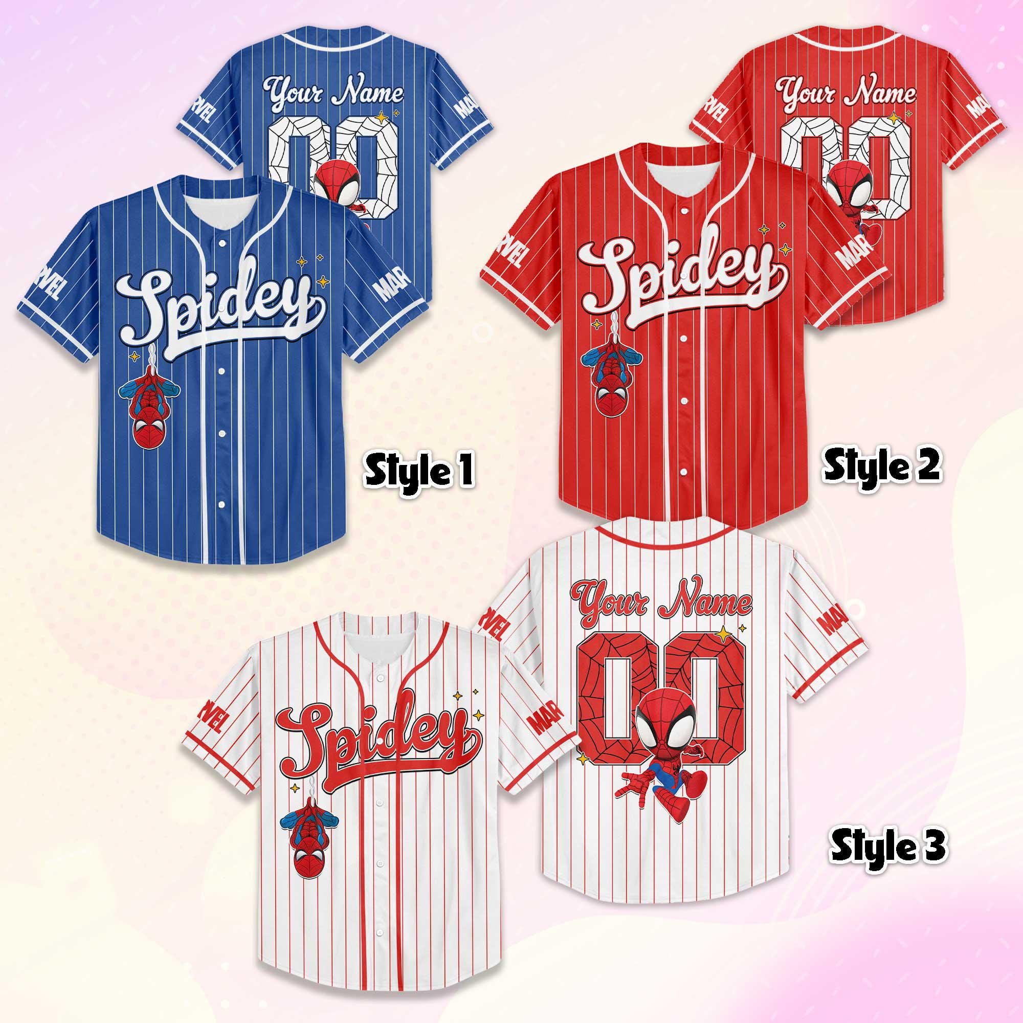 Discover Personalized Spidey Baseball Jersey, Custom Spidey and His Amazing Friends Jersey, Superhero Team Shirt