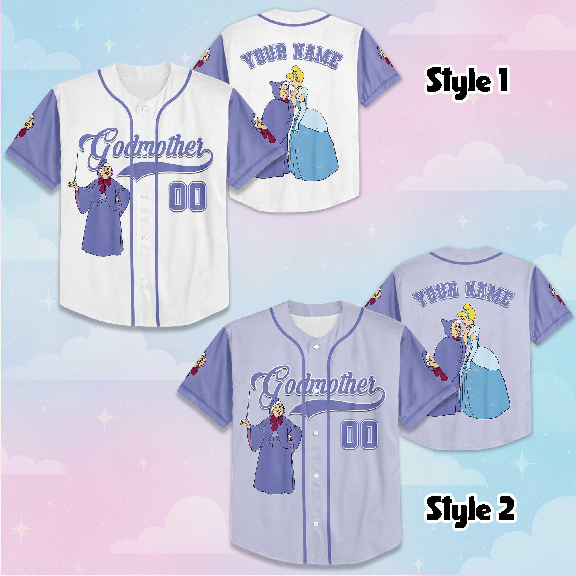 Discover Custom Fairy Godmother Baseball Jersey, Personalized Disney Cinde Jersey Shirt, Baseball Team Outfit, Disneyland Birthday Gift