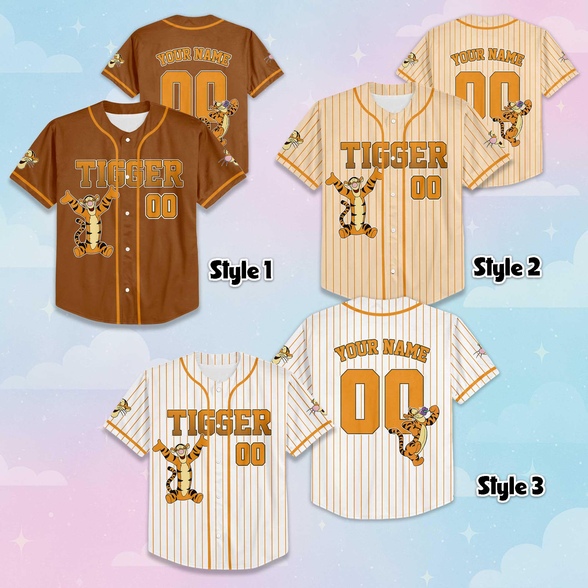 Discover Custom Tigger Baseball Jersey, Disney Winnie the Pooh Shirt, Tigger Disney Outfit, Matching Family Jersey, Birthday Gift