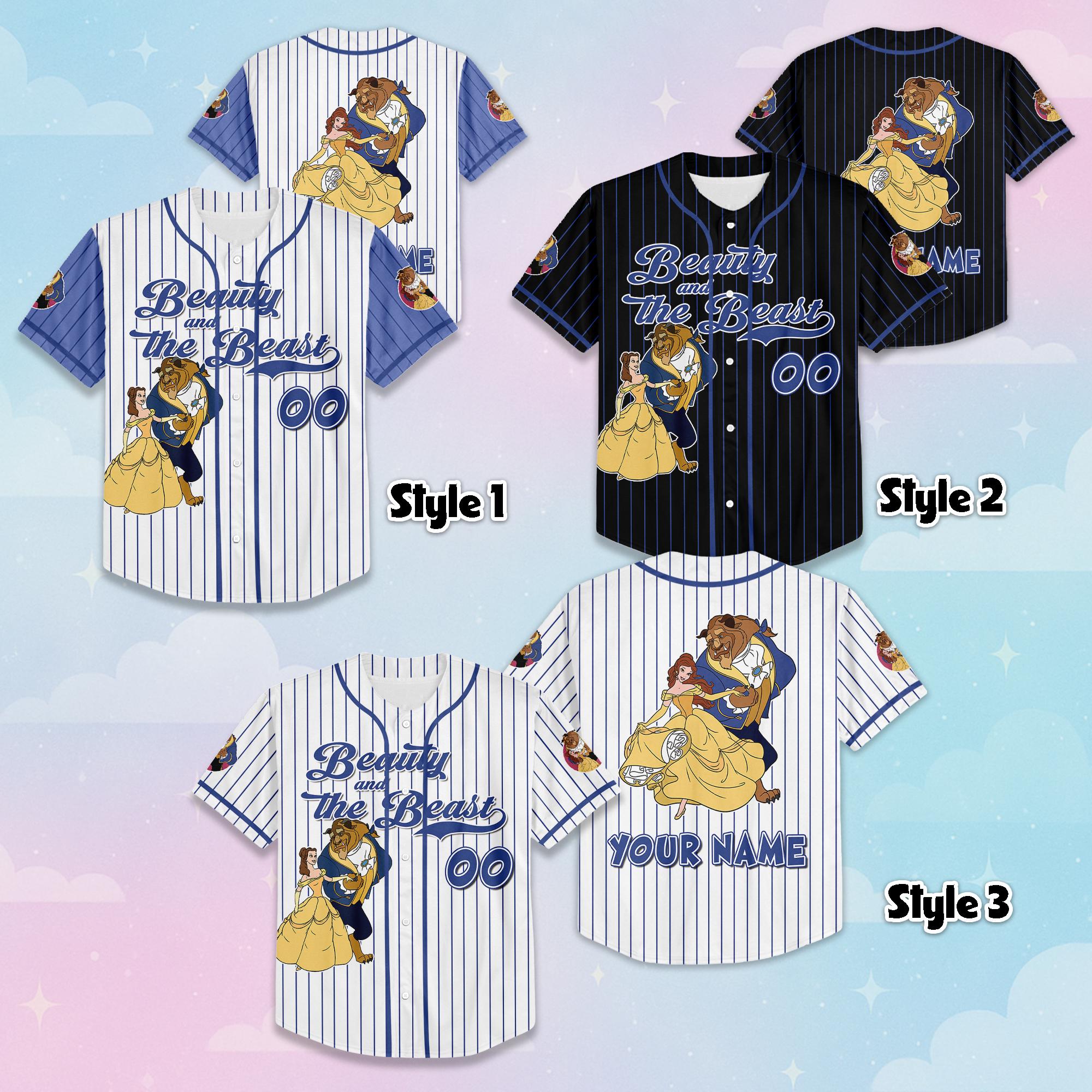 Discover Personalized Beauty and the Beast Baseball Jersey, Custom Beauty and the Beast Jersey Shirt, Disney Baseball Team Outfit, Gift For Fan