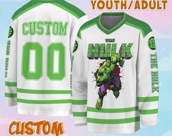 Personalized Hulk Hockey Jersey, Avengers Fan Shirt