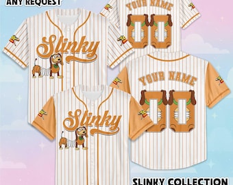 Benutzerdefinierte Slinky Dog Baseball Jersey, personalisierte Disney Toy Story Baseball Shirt, passendes Disney Trip Outfit, Geschenk für Fan