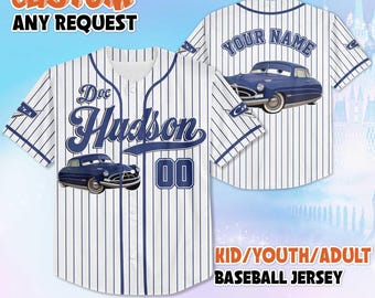 Custom Doc Hudson Baseball Jersey, Disney Cars Family Matching Outfit