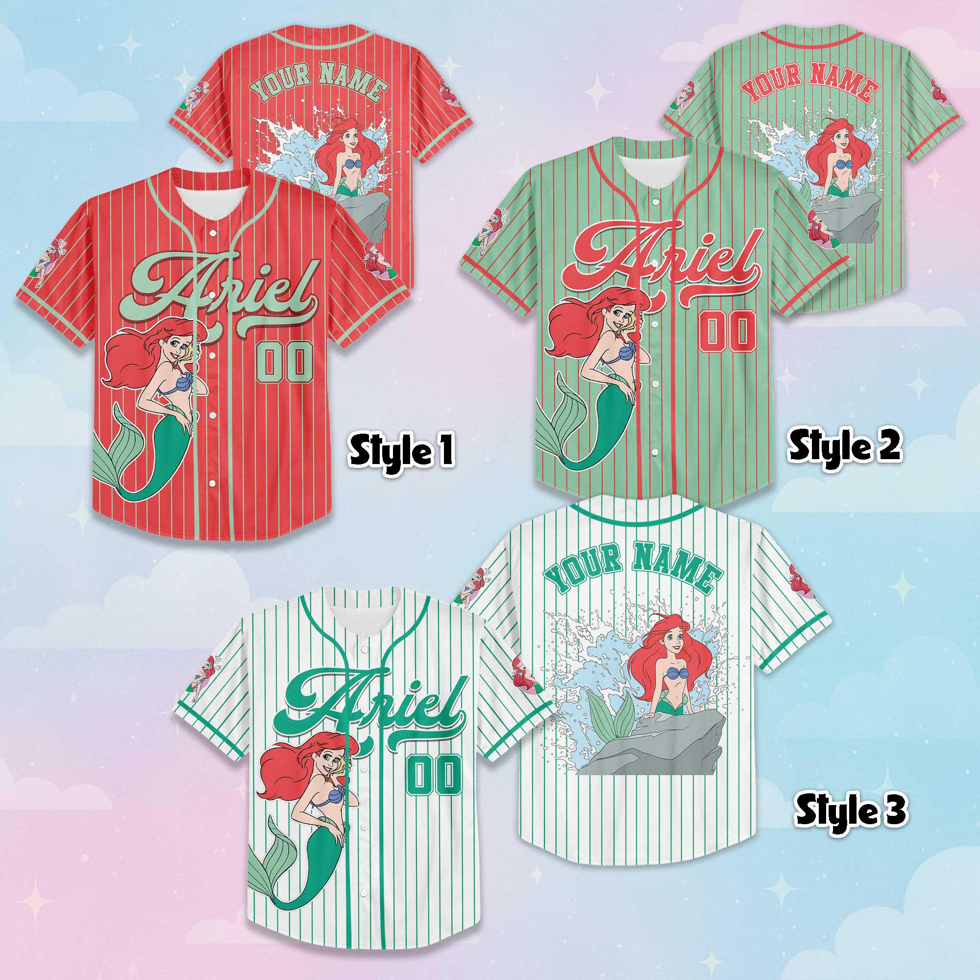Discover Custom Ari Baseball Jersey, Disney The Little Mermaid Baseball Shirt, Fan Gift, Matching Disney Trip Outfit
