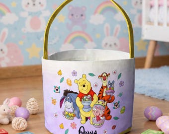 Winnie The Pooh Easter Basket, Winnie The Pooh Easter Basket, Custom Piglet Egg Hunt Bag, Disney Spring Tote, Pooh Bear Wagon Bucket