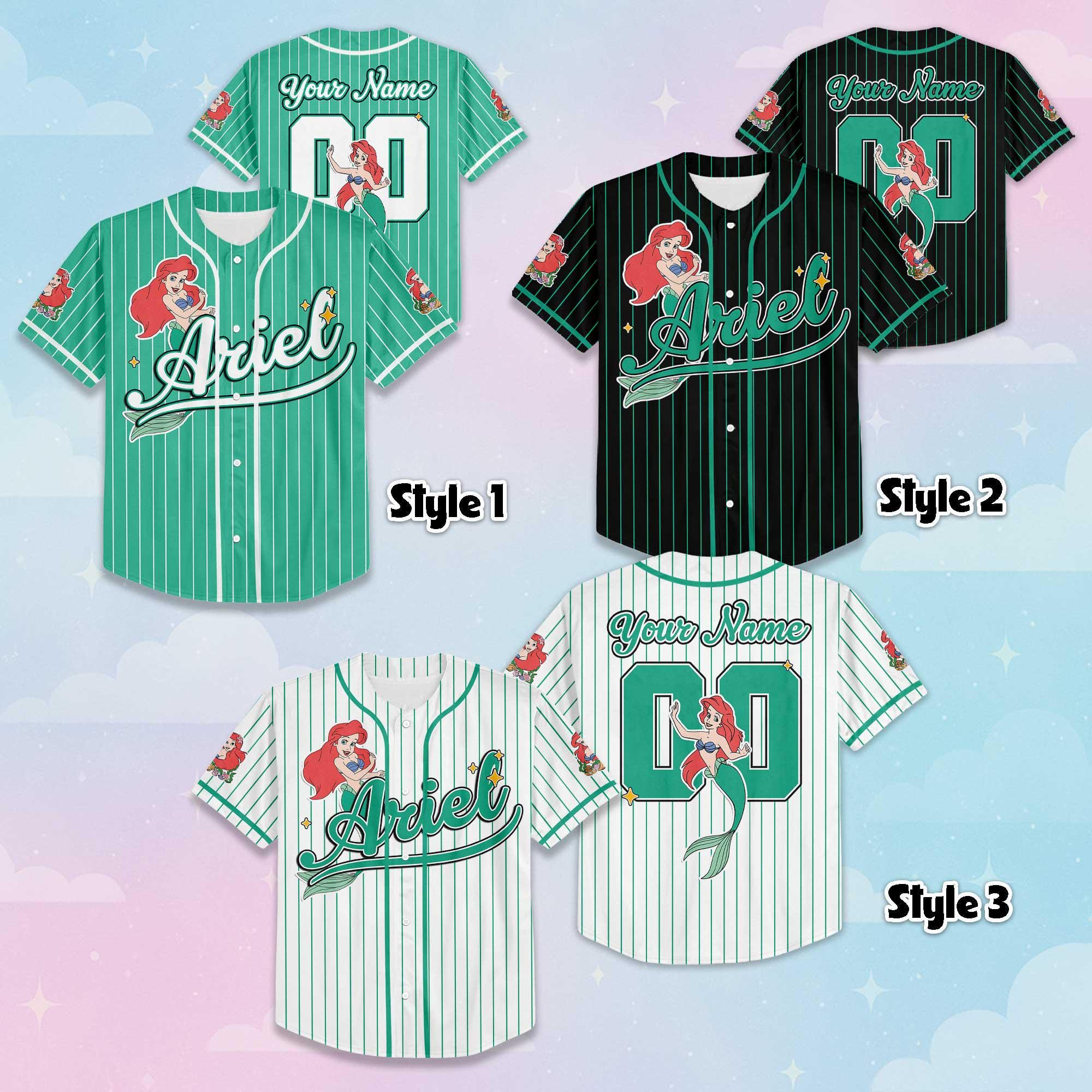 Discover Personalized Ari The Little Mermaid Baseball Jersey, Custom Disney Princess Baseball Shirt, Ari Fan Gift, Matching Disney Trip Outfit