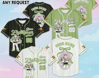Camiseta de béisbol personalizada de Buzz Lightyear, camiseta de béisbol personalizada de Toy Story de Disney, atuendo a juego para viaje a Disney, regalo de cumpleaños de Disneyland