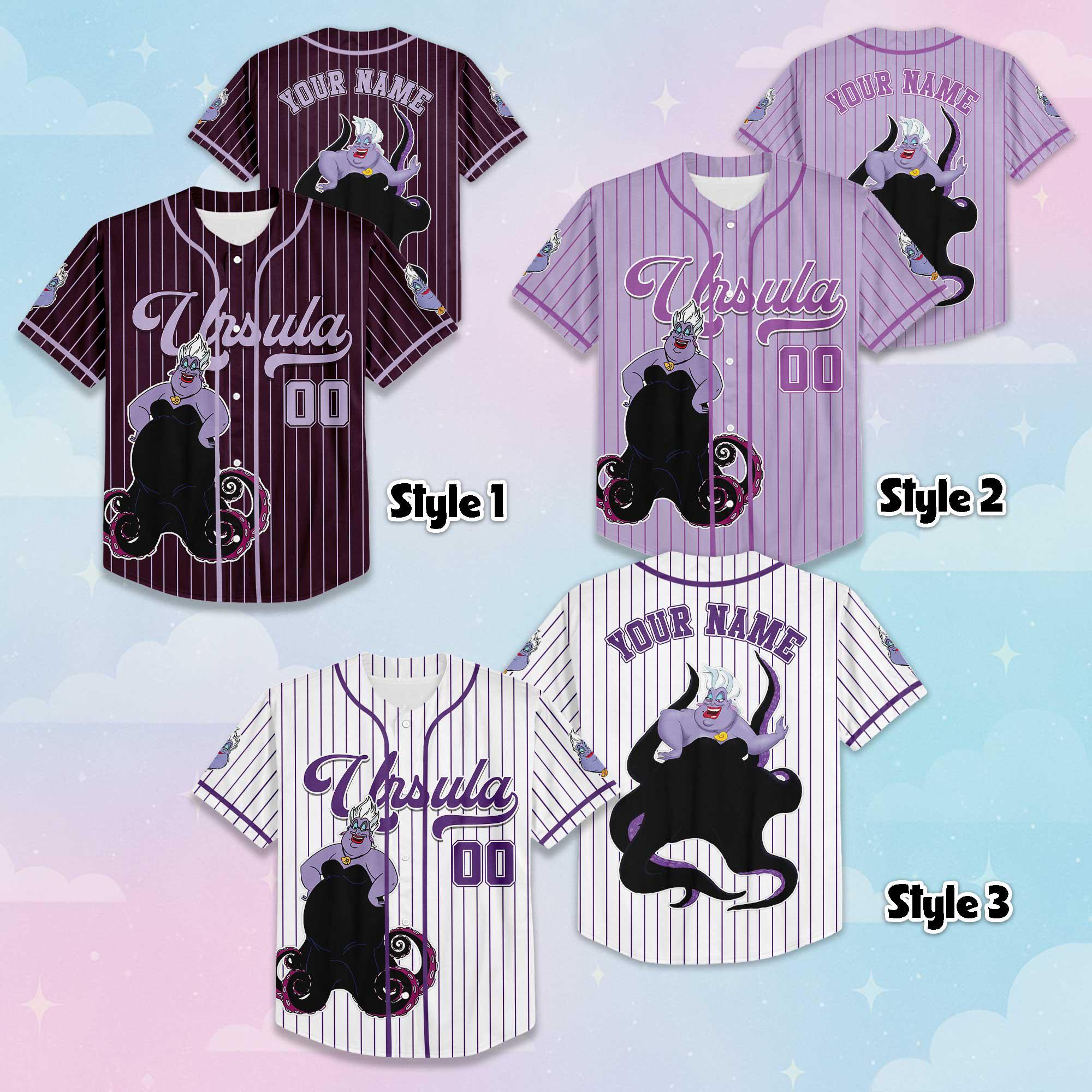 Discover Custom Ursula Baseball Jersey, Custom Disney Little Mermaid Shirt, Ursula Holiday Outfit, Matching Disney Family Shirt