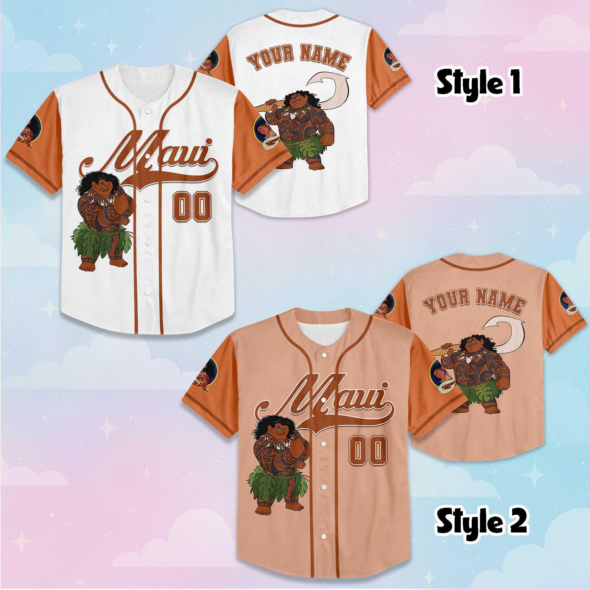 Discover Personalized Disney Maui Baseball Jersey, Custom Moana Maui Shirt, Disneyland Baseball Team Outfit, Disney Gifts