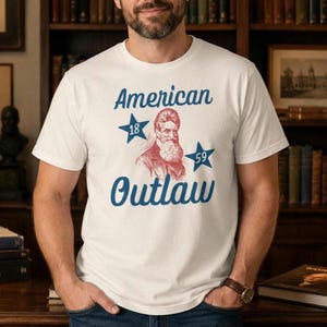 John Brown Abolitionist T-Shirt: Retro American Outlaw, Harpers Ferry 1859