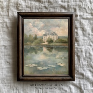 Vintage French Castle Print: Romantic Countryside Landscape (Digital Download)