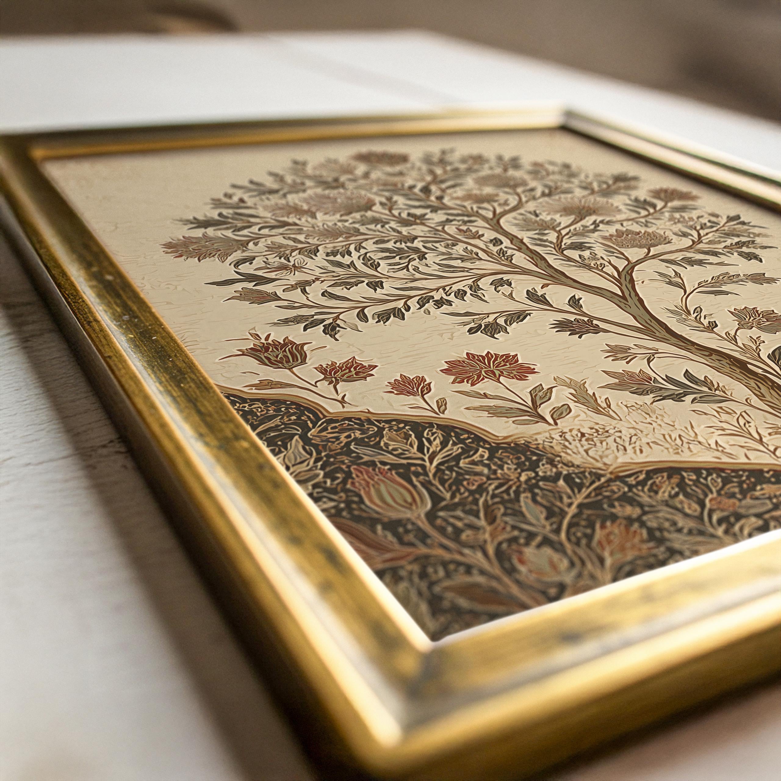 Vintage Tree of Life Botanical Print | Ornamental Folk Wall Art ...