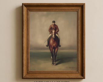 Vintage Equestrian: Classic Horse and Rider Portrait | Timeless Country Decor