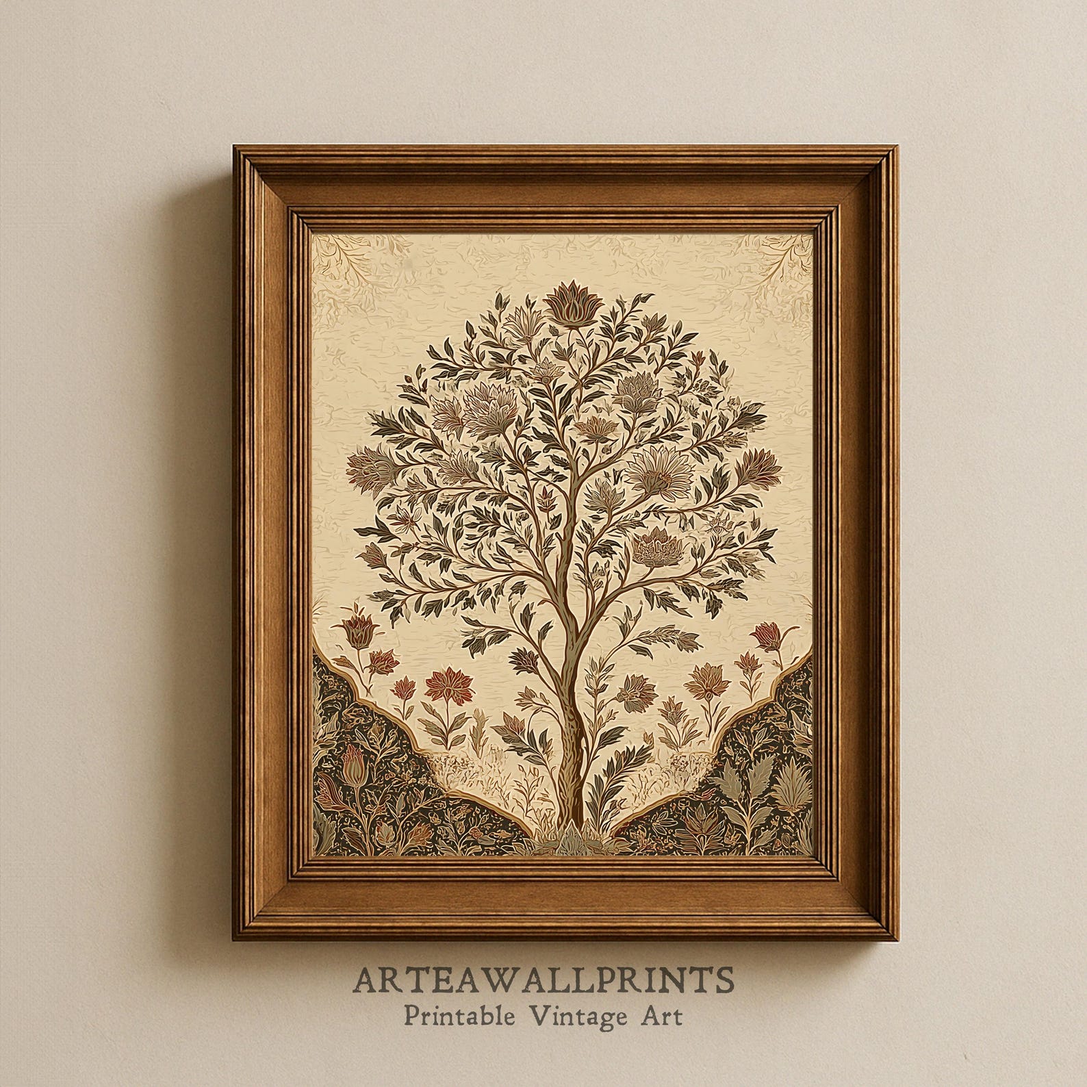 Vintage Tree of Life Botanical Print | Ornamental Folk Wall Art ...