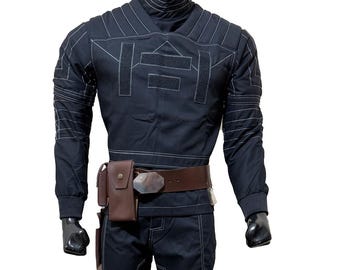 Traje de vuelo negro mandaloriano de Din Djarin / Traje interior de cosplay de Star Wars con funda de cuero / Capa base de disfraz de Mando