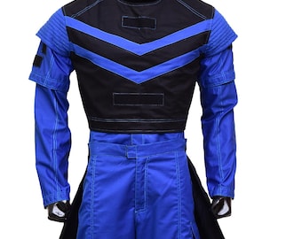 Mandalorian Star Wars Book of Boba Fett Blue & Black Flight Suit with Flak Vest | 4-Piece Bounty Hunter Cosplay Costum