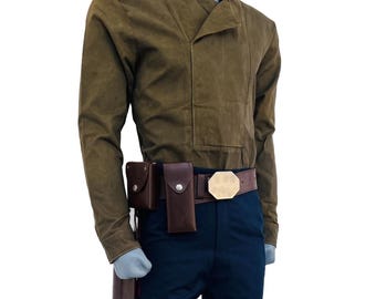 Star Wars Inspired Rebel Pilot Cosplay Outfit | Han Solo Luke Bespin Cassian Andor Style | 2 Piece Shirt Pants Set with Holster