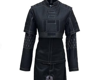 Traje de vuelo personalizado para mujer de Star Wars, color negro, de 3 piezas, de Mandalorian, para cazarrecompensas, disfraz de cosplay