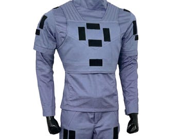 Maßgeschneiderter Blauer Fliegeranzug mit Flakweste | Kopfgeldjäger Cosplay Kostüm Basis