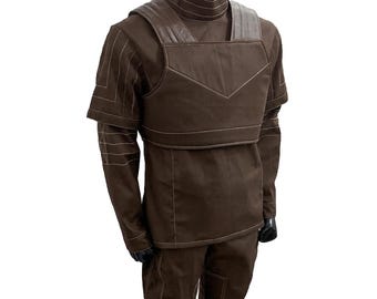 Brauner Fluganzug Cosplay Kostüm | 3-teiliges Set mit Flakweste | Kopfgeldjäger Rüstungsbasis