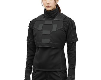 Mandalorian 3-teiliger Anzug für Frauen - Schwarzes Mando Cosplay Outfit - Star Wars Inspiriertes Mandalorian Kostüm Set