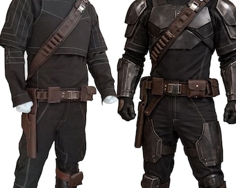 Disfraz de traje de vuelo marrón mandaloriano / Cosplay de Din Djarin / Traje de armadura de cazarrecompensas inspirado en Star Wars