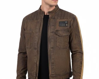 Cassian Andor Jacke | Dunkelbraune Canvas Rebel Allianz Cosplay Kostüm