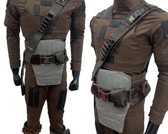Custom 3-Piece Cosplay Flight Suit with Flak Vest and Accessories – Sci-Fi Bounty Hunter Costume