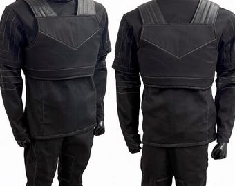Schwarzer Fliegeranzug Cosplay Kostüm, 3-teilige Flak Weste und Anzugteile