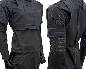 Conjunto de cosplay mandaloriano gris oscuro / Traje de vuelo Mando hecho a mano con chaleco antibalas