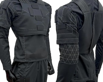 Dark Gray Mandalorian Cosplay Set | Handmade Mando Flight Suit with Flak Vest