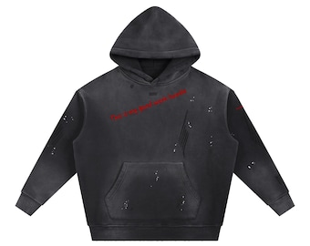 Vintage Washed Fransen Fleece Hoodie