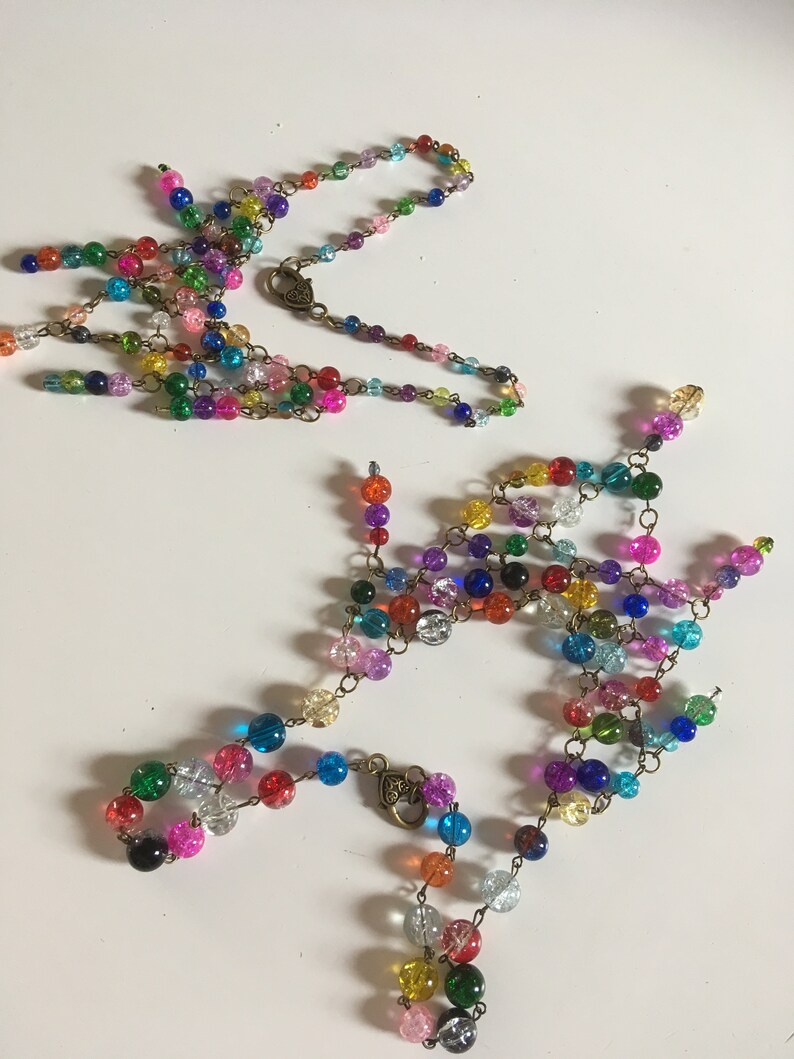 Bohemian Glass feature necklace beads Bronze bib Etsy