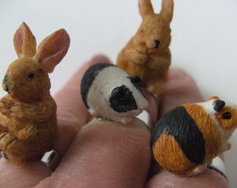 Fun ring, adjustable, choose style, rabbit, guinea pig, pets, for adults, by NewellsJewels on etsy