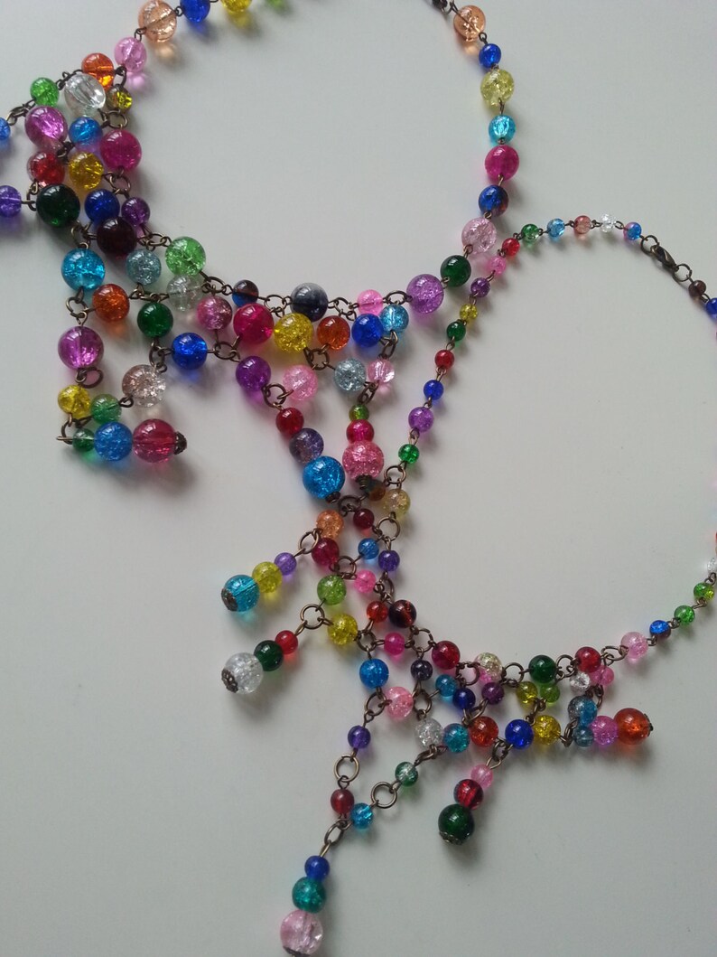 Bohemian Glass feature necklace beads Bronze bib Etsy