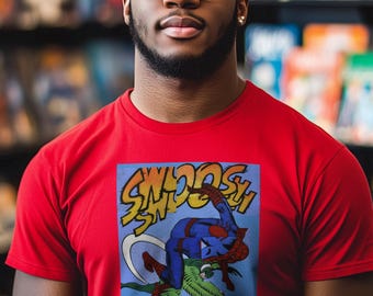 Camiseta inspirada en Spider-Man – Camiseta retro Swoosh Pop Art