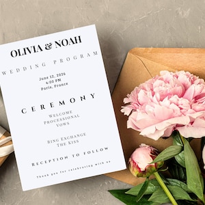 Editorial Program Wedding Template, Minimalist Wedding Suite, Modern obile Friendly Wedding Template, DIY Canva Template,