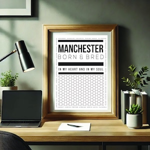 Manchester geboren und gezüchtet Druck | Druckbare Kunst | Sofortdownload | Städtische Wohnkultur | Geschenk für Manchester Liebhaber | Digitale Kunst