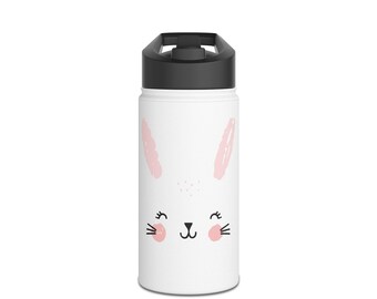 Cute Bunny Stainless Steel Water Bottle, Insulated Drink Container, Eco-Friendly Flask, Gift for Kids, Spring Picnic Essential