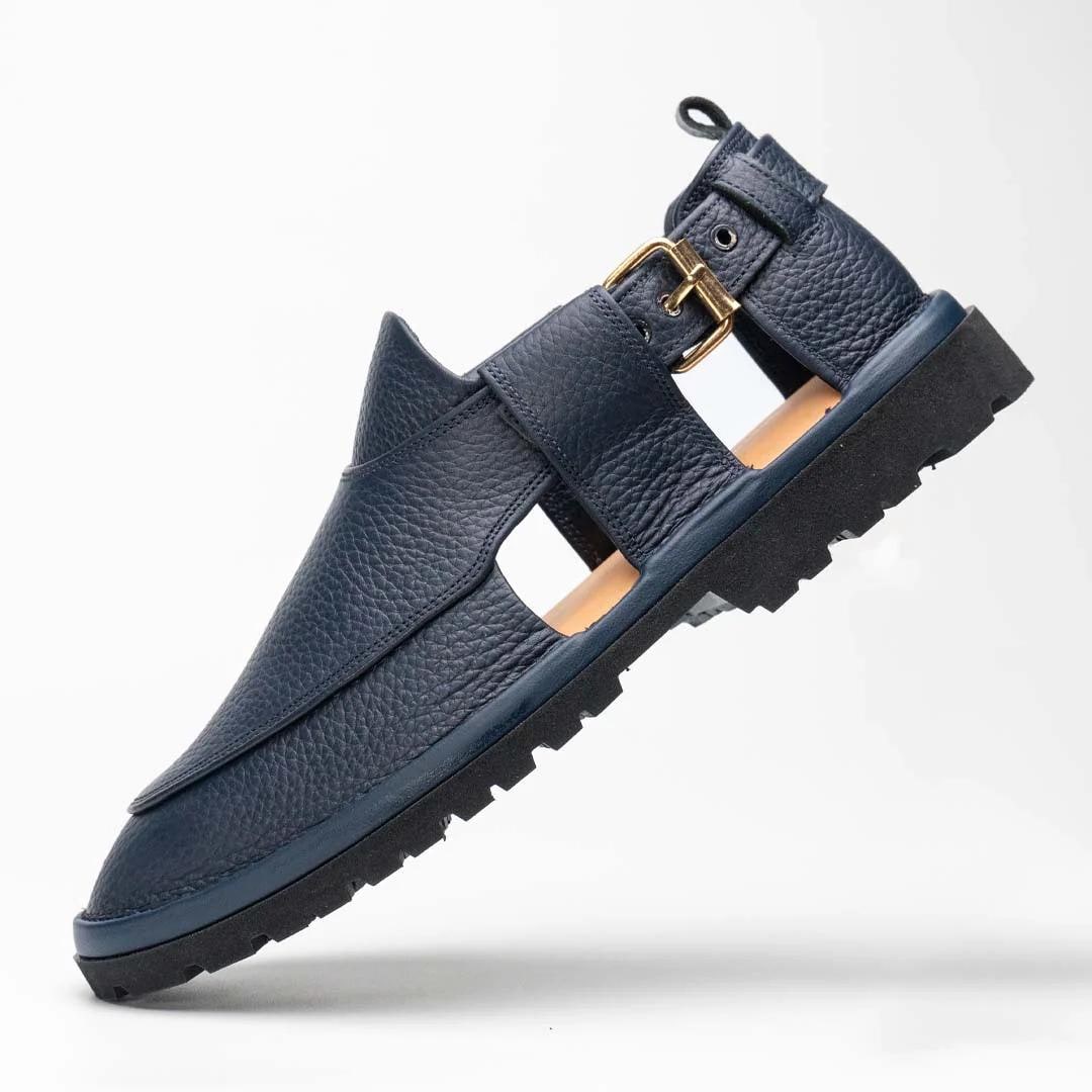 Blue Handmade jeans Peshawari Chappal