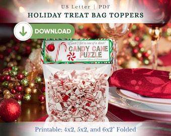 Topper na woreczek z cukierkami w kształcie laski cukrowej: świąteczny żart (pobierz plik PDF)