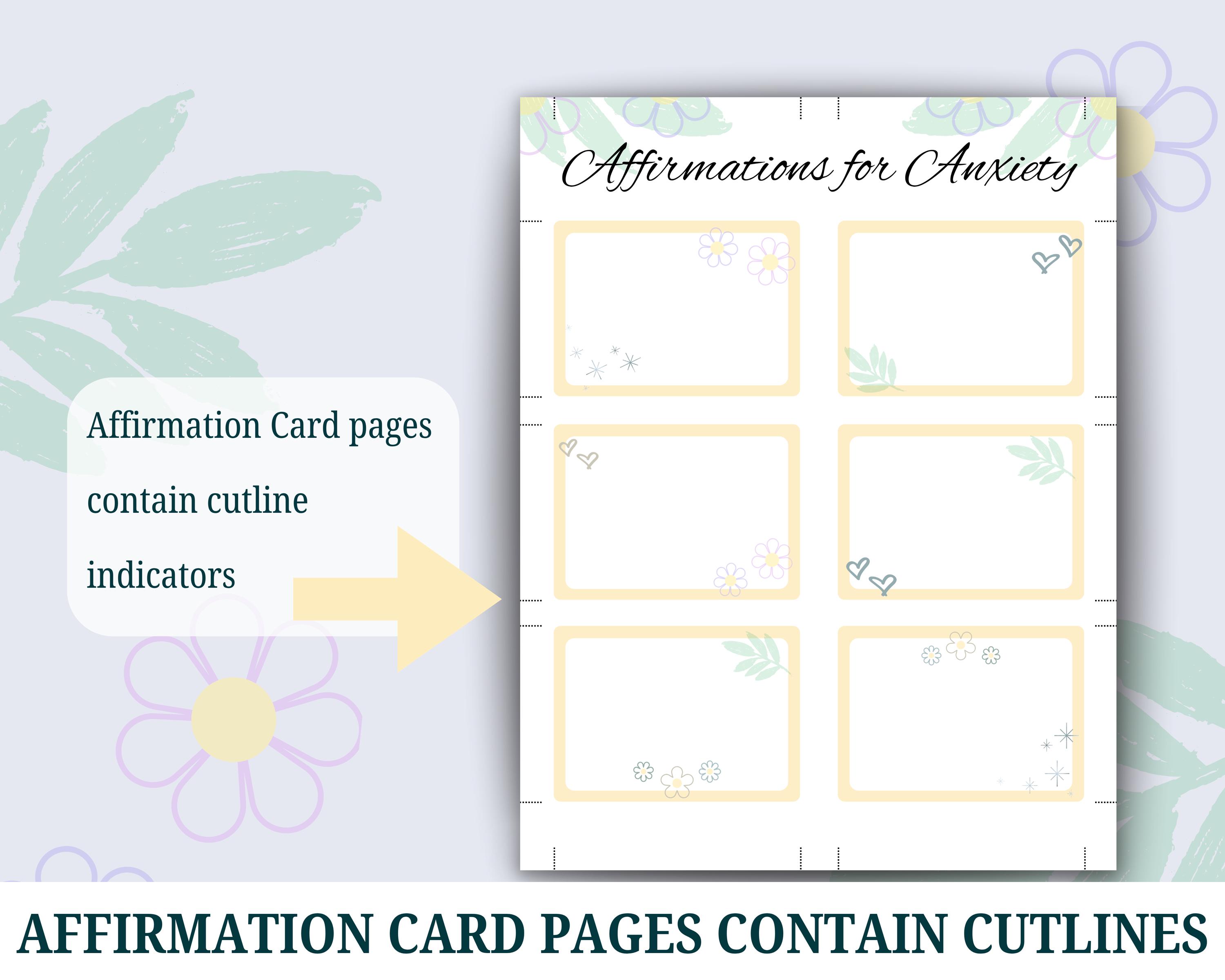 Anxiety Affirmation Cards: Printable Mental Health Guide (US Letter, A4 ...