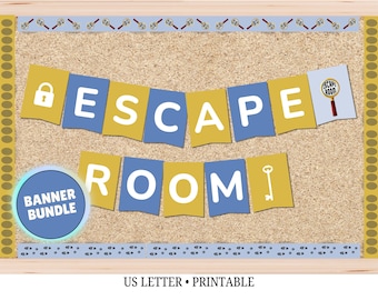 Escape Room Printable Banner, Bulletin Board Decor (PDF Download)