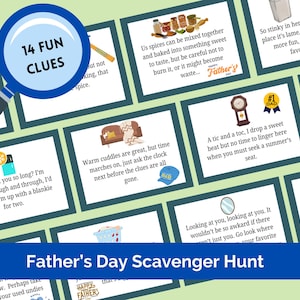 Father&#39;s Day Scavenger Hunt: Printable Clue Game (Digital Download)