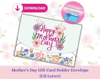 Floral Mother's Day Gift Card Holder Envelope (Digital Download)